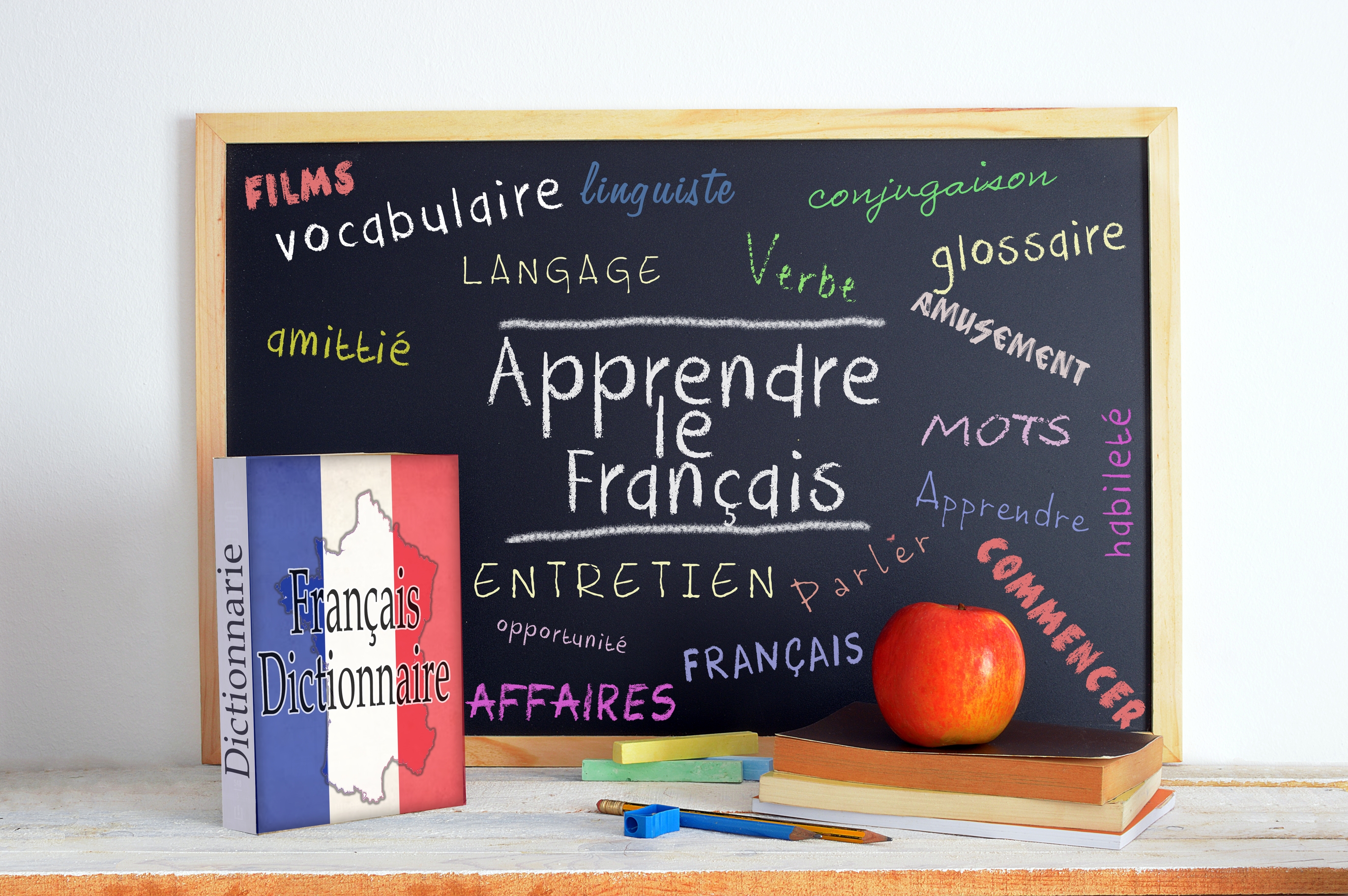 A blackboard with French writing on it