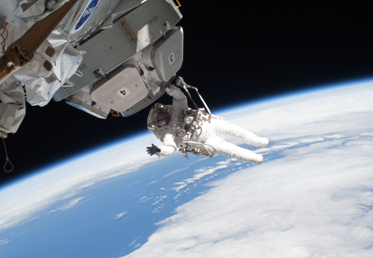 An astronaut performing a spacewalk