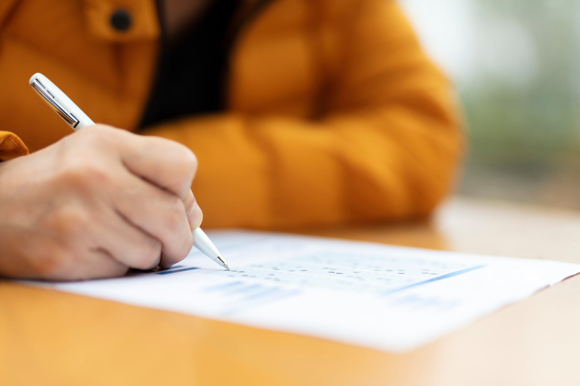 Student writing an exam