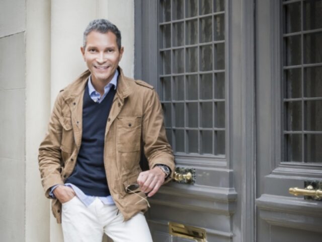 David by grey doors