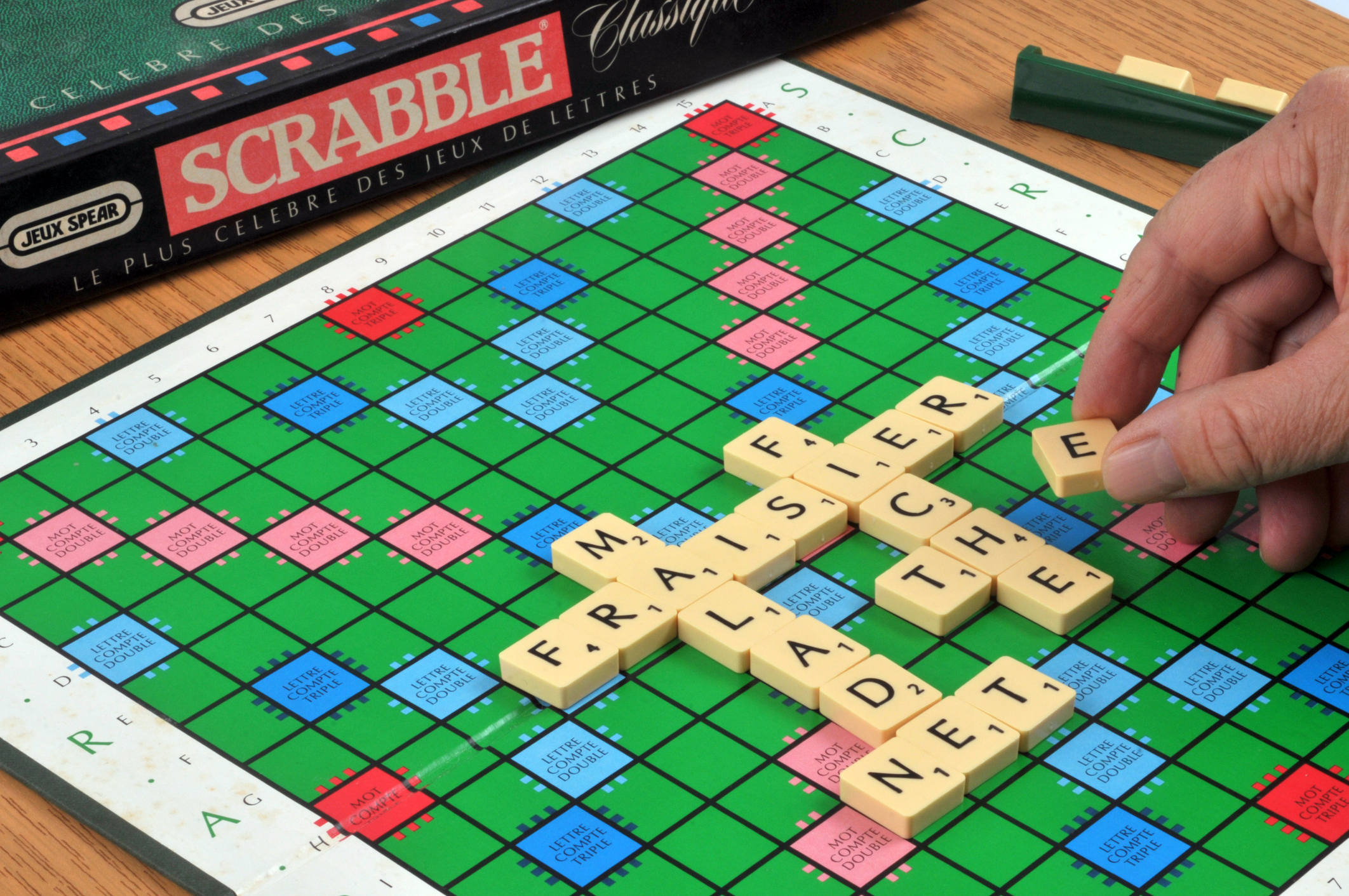 A Scrabble board