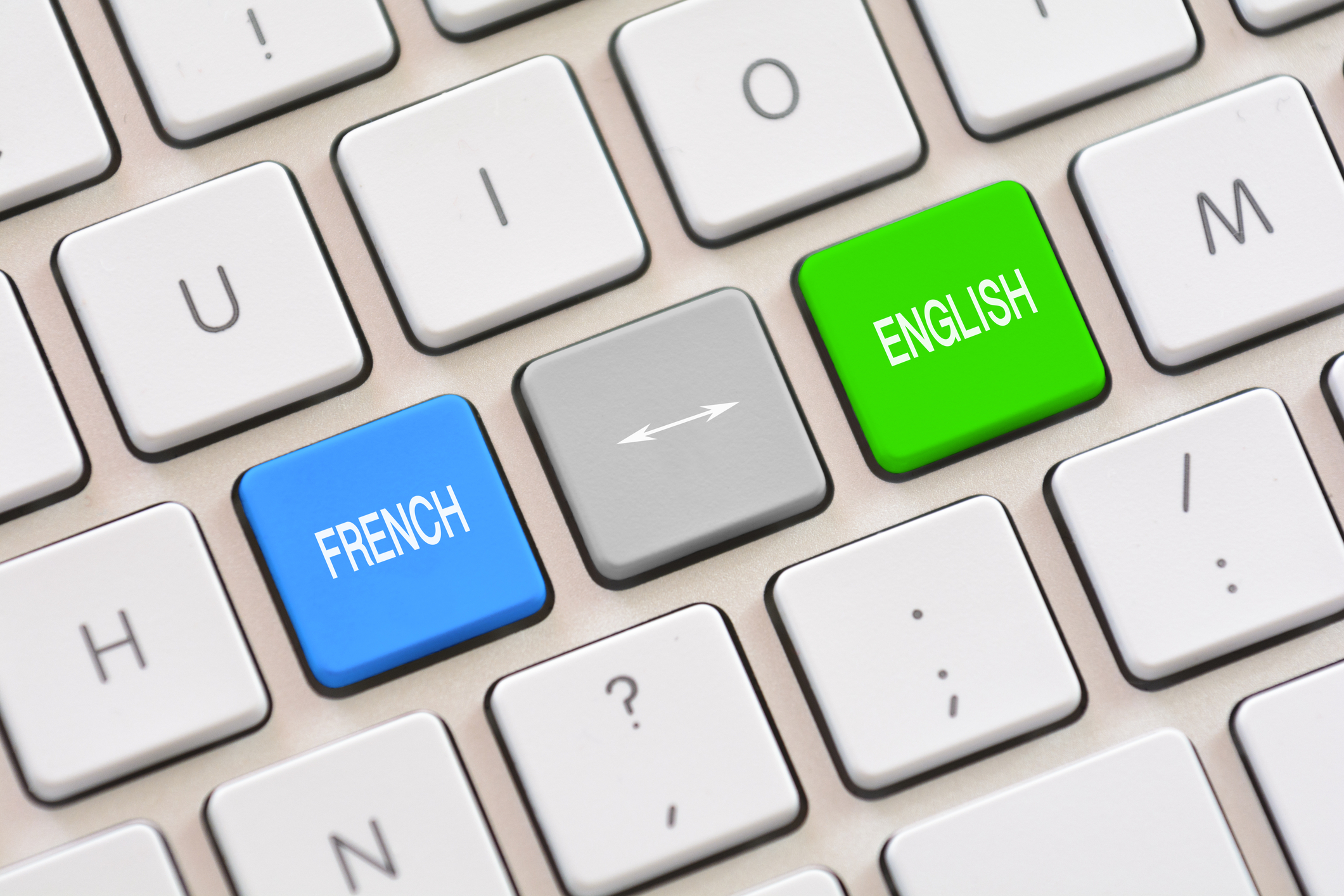 Keyboard with English and French buttons