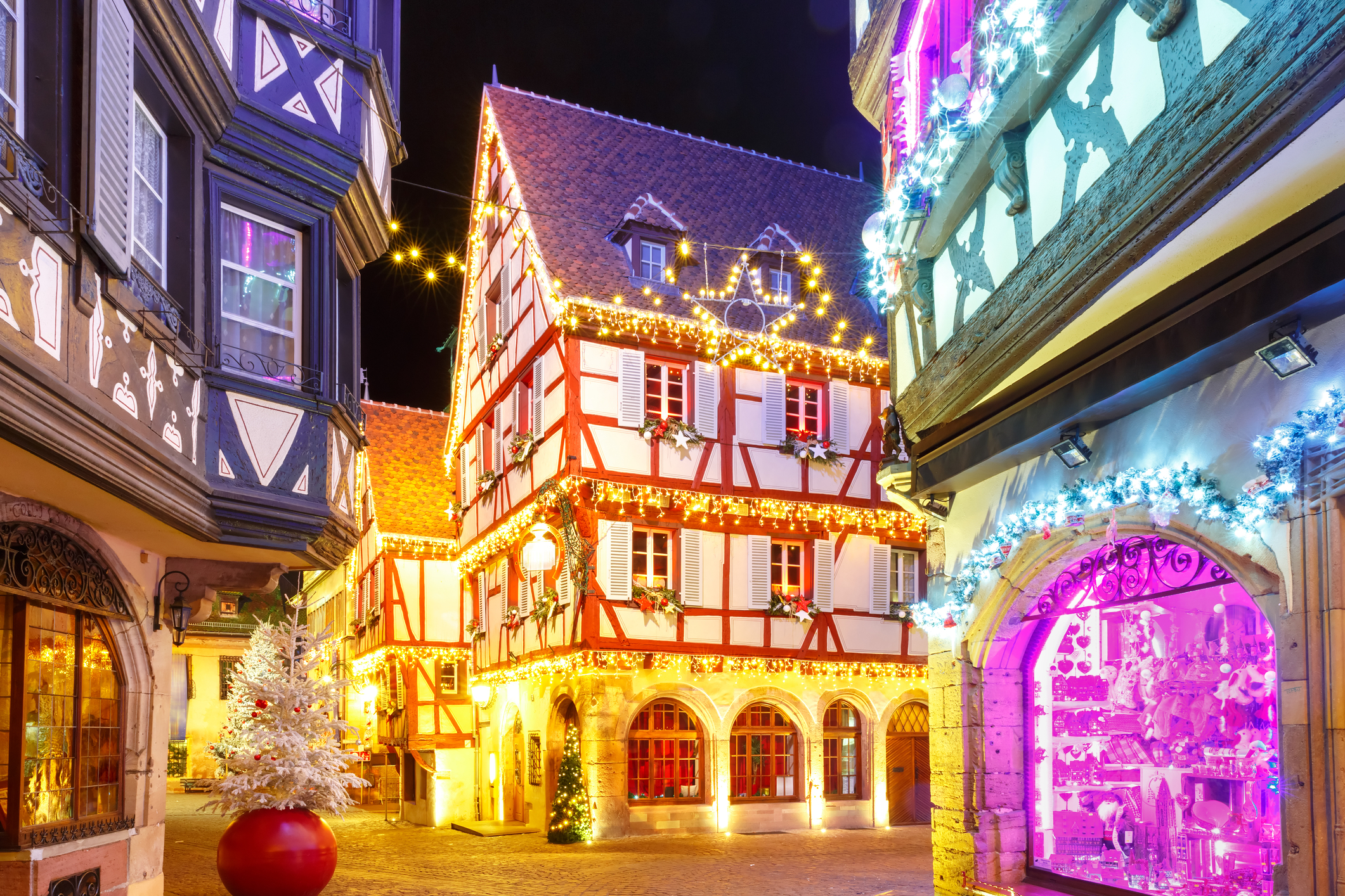 Colourful lights in Colmar