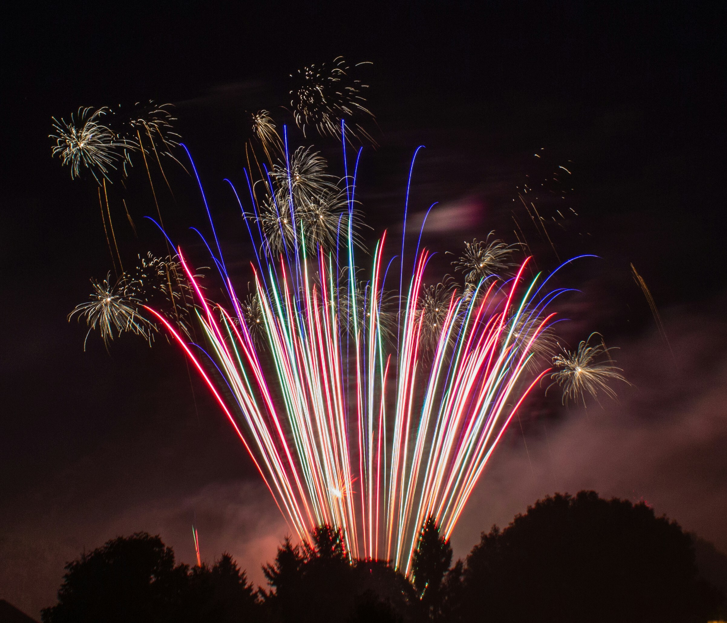 Red, white and blue fireworks